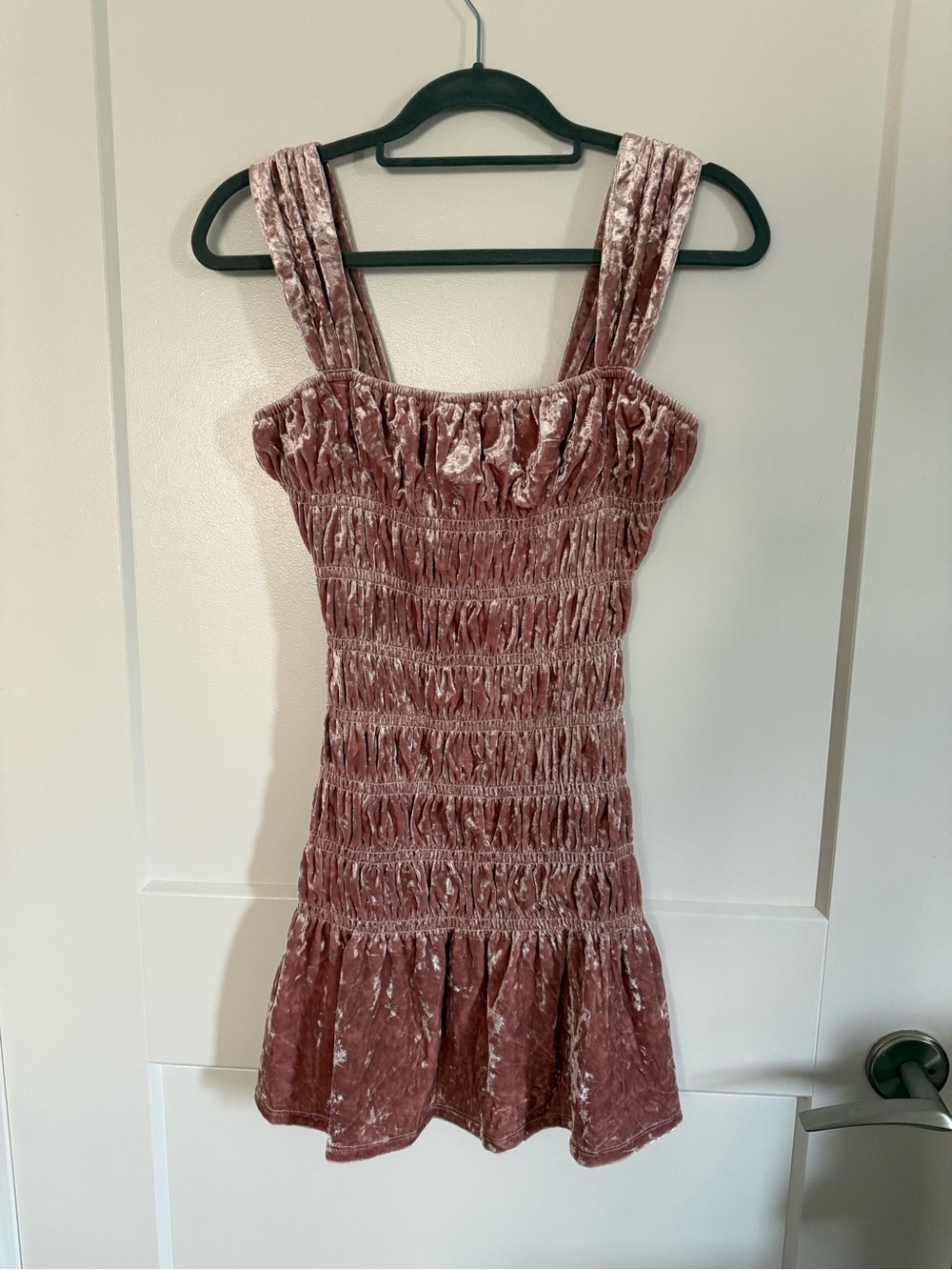 Anthropologie Smocked Velvet Mini Dress in Dusty Rose
